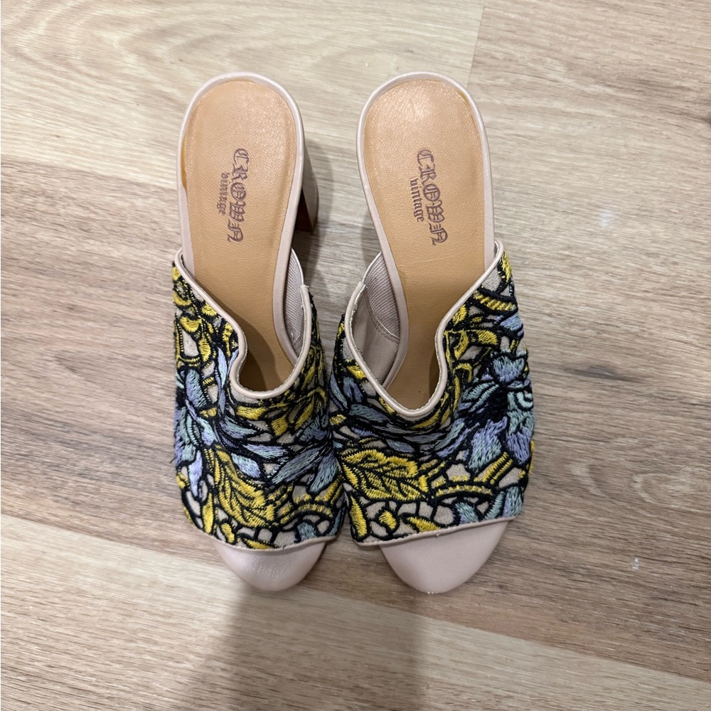 Costa Women's Embroidered Mules - Yellow and Blue